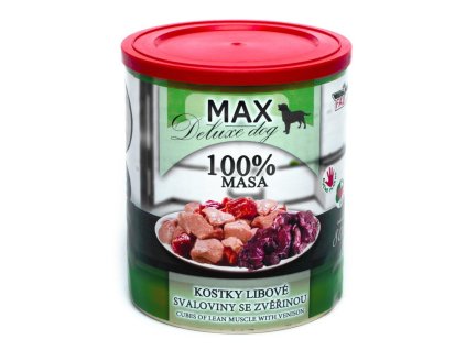 MAX Deluxe Dog kocky chudé svaloviny so zverinou, konzerva 800 g