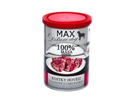 MAX Deluxe Dog kocky hovädzej svaloviny s chrupavkou, konzerva 400 g