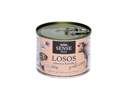 FALCO SENSE Dog losos a hovädzie kúsky svaloviny, konzerva 200 g