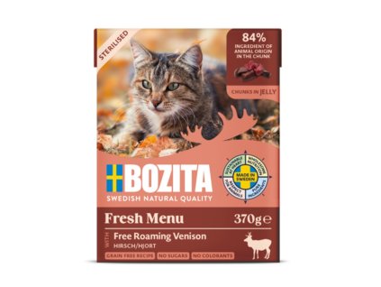 Bozita Cat Sterilised chunks in jelly with venison, tetrapak 370 g