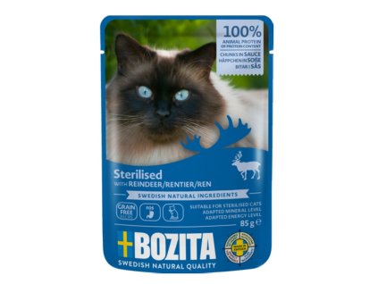 Bozita Cat Sterilised chunks in sauce with reindeer meat, bag 85 g