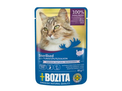 Bozita Cat Sterilised Chunks in Jelly with Turkey, 85 g pouch