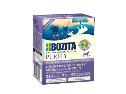 Bozita Purely Dog Puppy & Junior päté s morčacím a kuracím GF 370 g