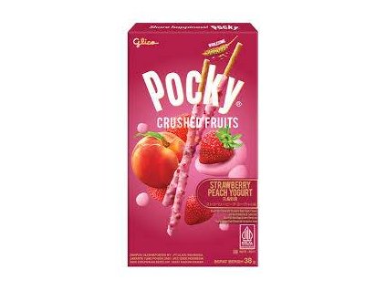 glico pocky drcene ovoce jahoda broskvovy jogurt 38g