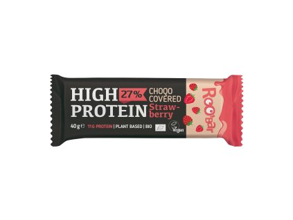Tyčinka proteinová jahodová v růžové polevě veganská 40 g BIO ROO´BAR
