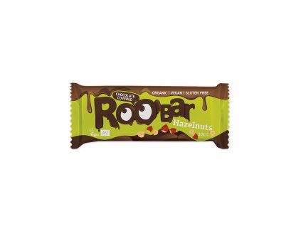 Tyčinka s lískovými ořechy v hořké čokoládě BIO vegan – Roobar 30 g