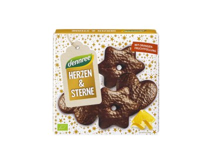 630411 Srdicka a hvezdicky s pomerancovou naplni 250 g BIO DENNREE 1