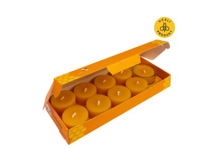 901218 Sada cajovych svicek ze vceliho vosku se stojankem bezobalove 9 ks KERZENFARM 1