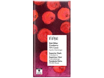 44388 vivani horka cokolada a brusinky 80 g bio