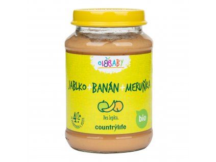 BIO Příkrm jablko, banán, meruňka 190 g – COUNTRY LIFE
