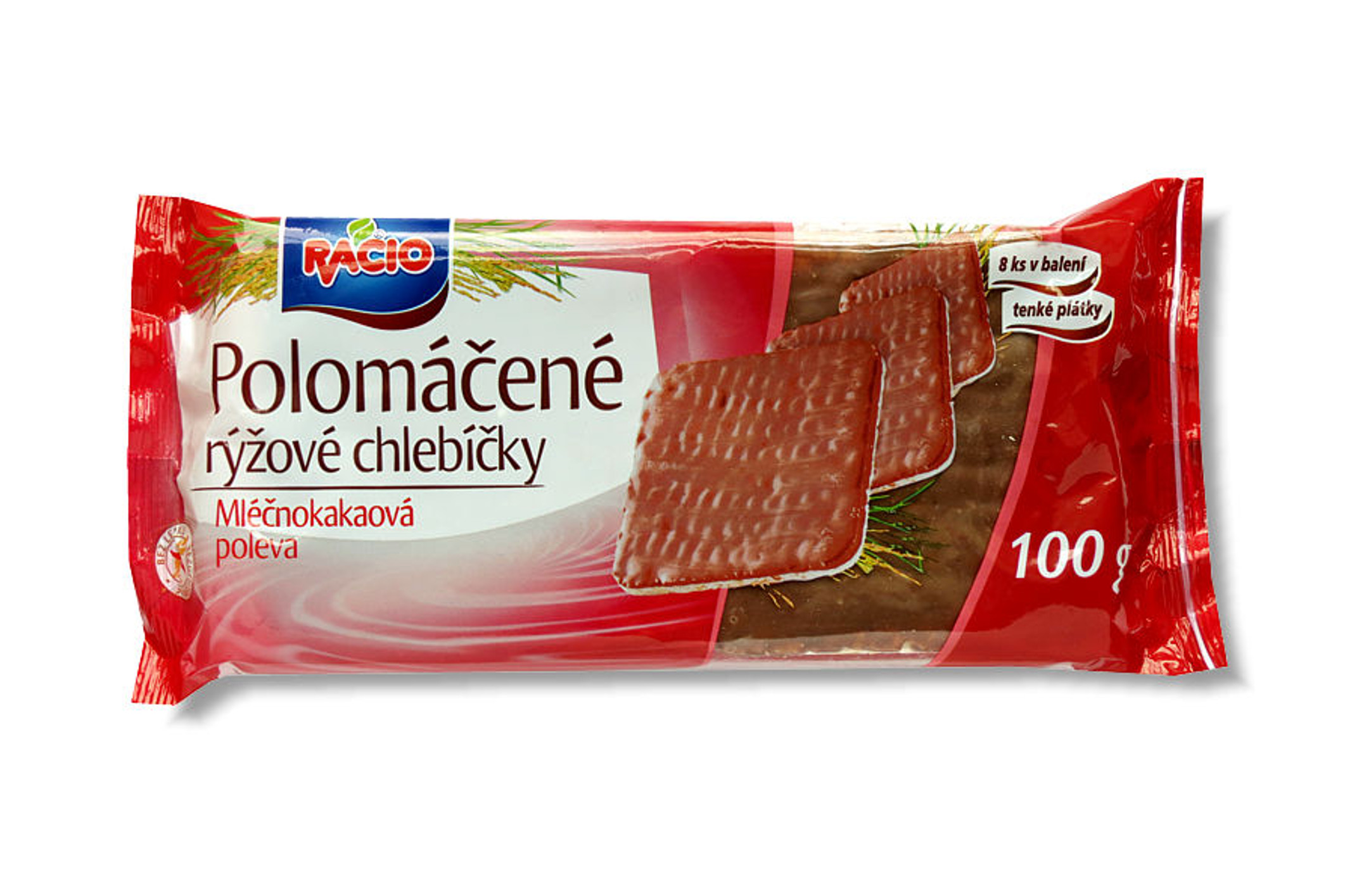 Racio - polomáčené rýžové chlebíčky v čokoládové polevě 100g