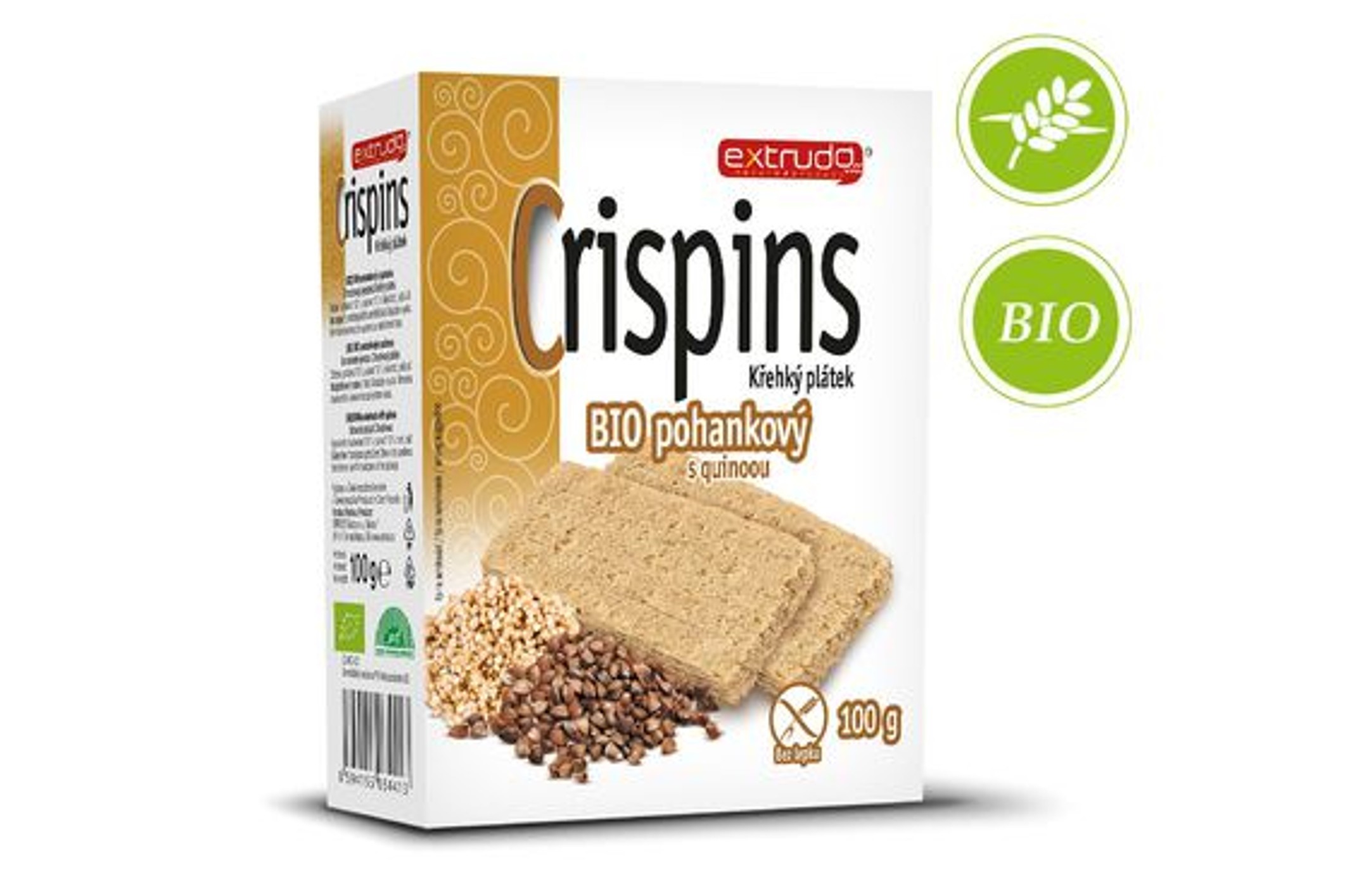 Crispins BIO křehký plátek pohankový s quinoou - bez lepku - Extrudo 100g