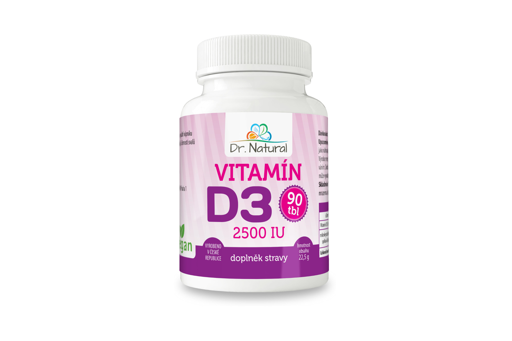 Natural Jihlava Vitamín D3 2500 IU 90 tablet - Dr. Natural 22,5 g
