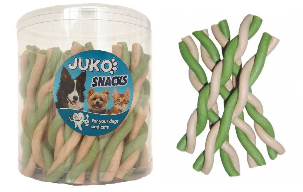 Juko Petfood Jerky tyčinka kroucená Vanilka & mint JUKO Snacks (50 ks)