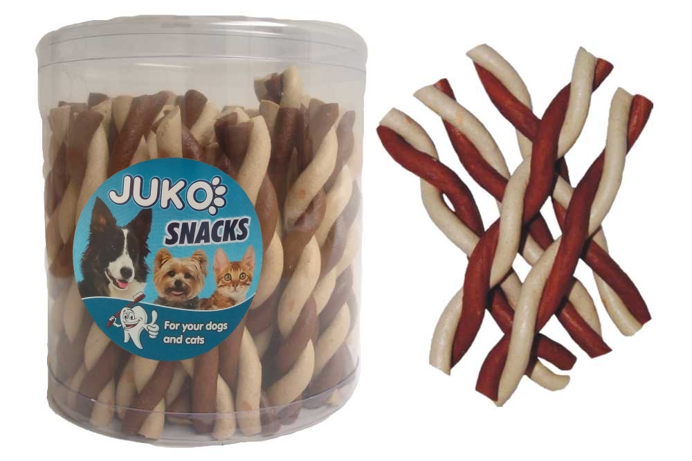 Juko Petfood Jerky tyčinka kroucená Vanilka & kuře JUKO Snacks (50 ks)