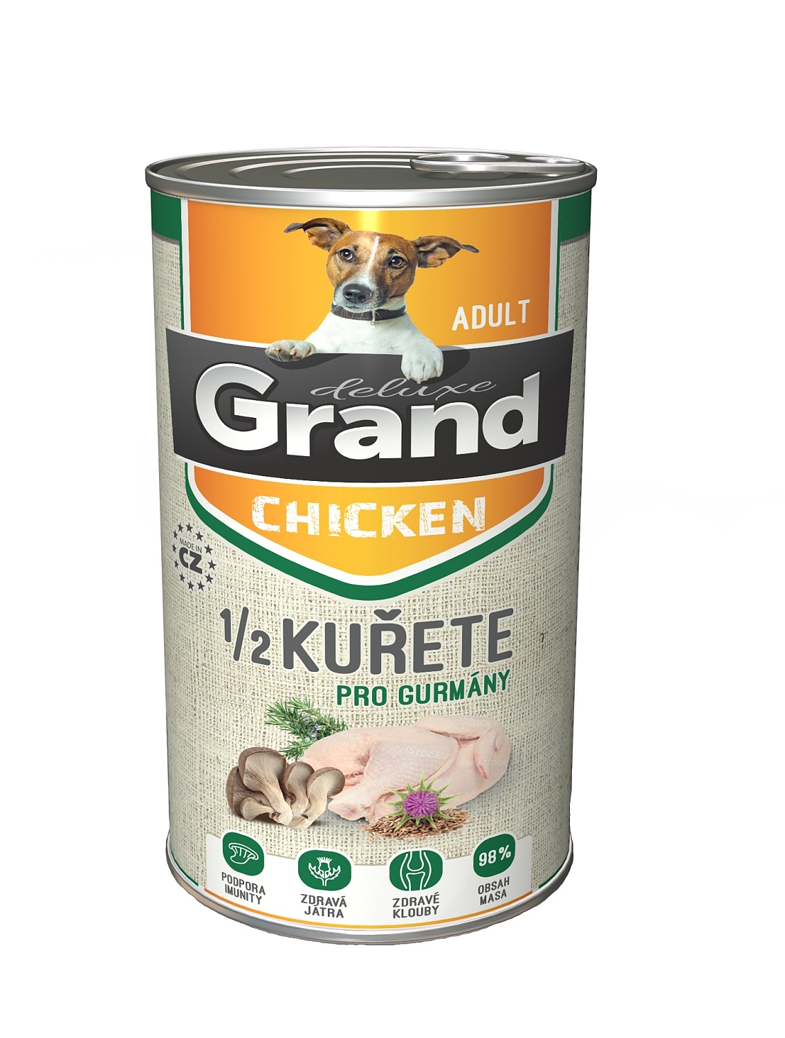 Grand deluxe Dog Adult s 1/2 kuřete, konzerva1300 g