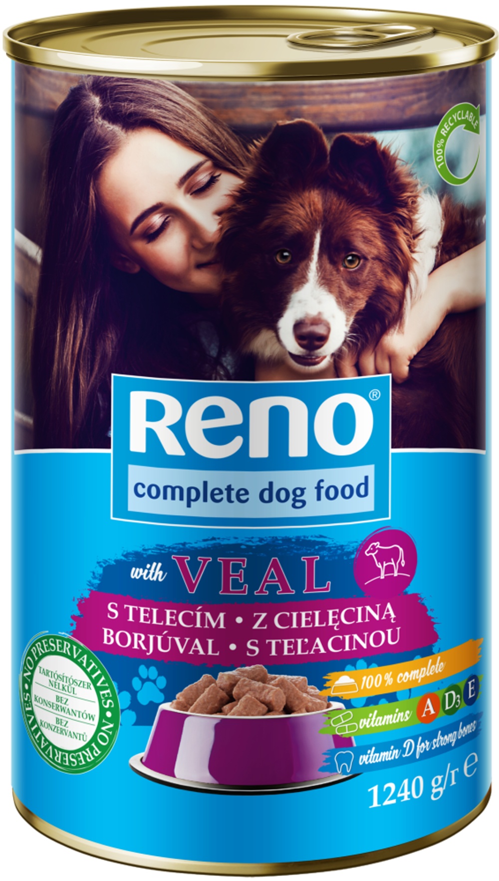 RENO Dog telecí, kousky 1240 g