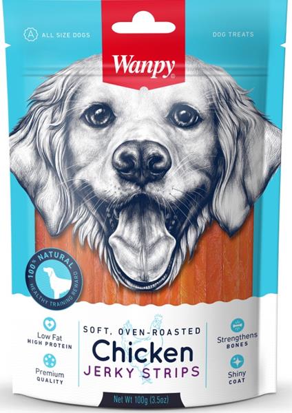WANPY EUROPE PETFOODS B.V. Wanpy Dog Soft Chicken Jerky Strips 100 g