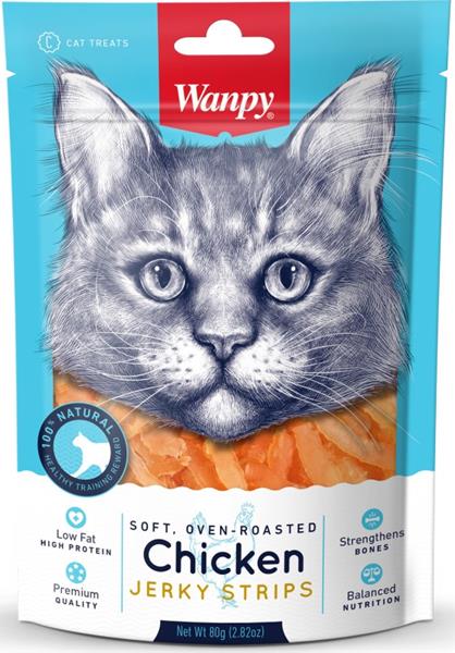 WANPY EUROPE PETFOODS B.V. Wanpy Cat Soft Chicken Jerky Strips for Cat 80 g