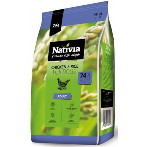 Nativia s.r.o. Nativia Dog Adult Chicken & Rice 3 kg