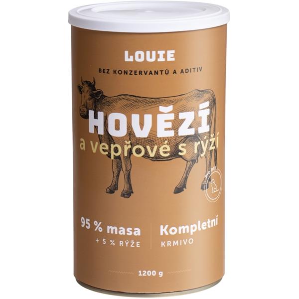 Louie konz. pro psy hovězí a vepřové s rýží 1200 g