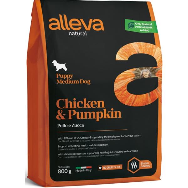 DIUSA SA ALLEVA NATURAL Dog Dry Puppy Chicken&Pumpkin Medium 800g