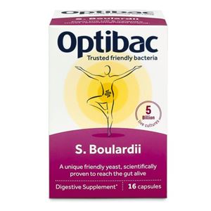 Optibac Saccharomyces Boulardii (Probiotika při průjmu) 16 kapslí