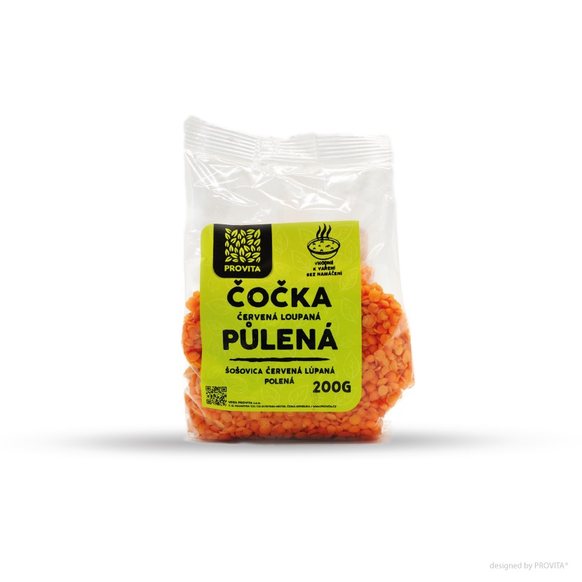 Čočka červená loup. půlená 200g PROVITA