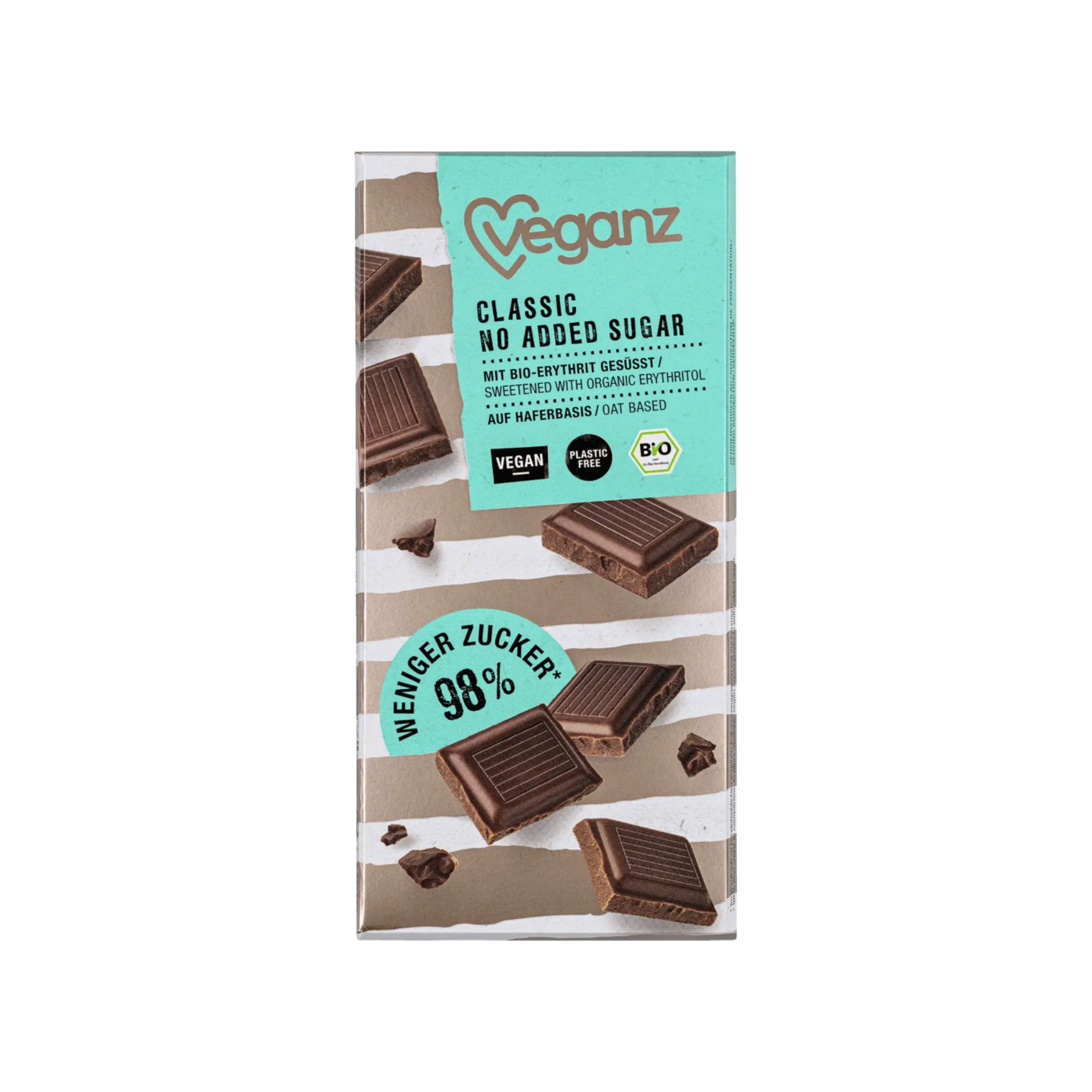 Čokoláda vegan bez přidaného cukru Classic 80 g BIO VEGANZ