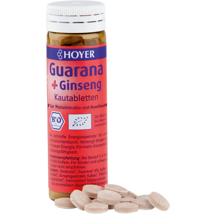 Hoyer Pastilky guarana a ženšen 60 tbl bio