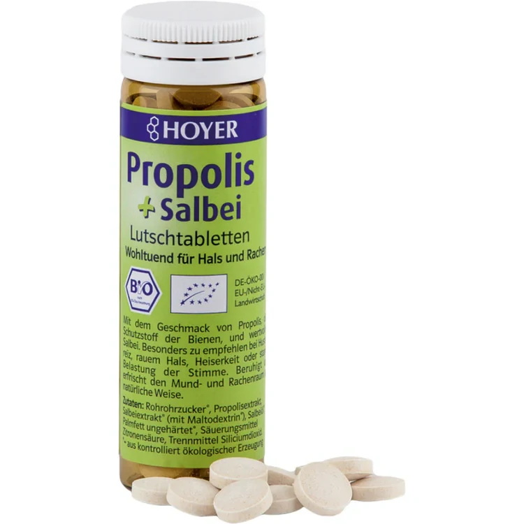 Hoyer Pastilky propolis a šalvěj 60 tbl bio