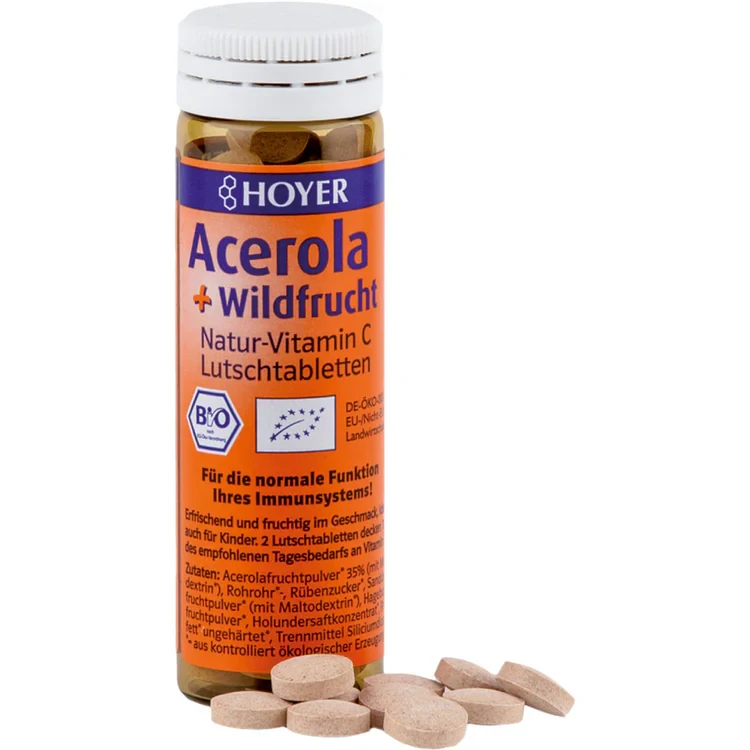 Hoyer Pastilky acerola a divoké ovoce 60 tbl bio