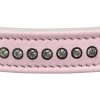 Active Comfort kožený obojek pro psy s kamínky - růžová (Velikost obojku ACTIVE COMFORT (kamínky) XXS-XS:17-21 cm/ 12mm)
