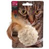 Magic Cat toy chenille ball with feathers and catnip mix 14cm