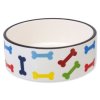 Bol din ceramică Dog Fantasy cu imprimeu de os colorat, alb, 15,5x 6cm, 790ml