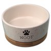 Miska DOG FANTASY keramická bílá WOOF s podtáckem 13 x 5,5 cm