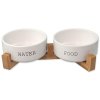 Zestaw misek ceramicznych Dog Fantasy ze stojakiem biały 2x 16x6,5cm, 850ml