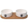 Dog Fantasy kerámia tálak csészealjjal, fehér mancs készlet 2x 13x5,5 cm, 400 ml