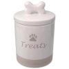 Dog Fantasy Leckerliglas aus Keramik, weiß, mit Henkel, 13,5x21,5cm, 1500ml