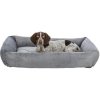 Rectangular recycled bed LIONEL, fleece, gray