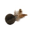 Cardboard ball with feathers and bell 4 cm