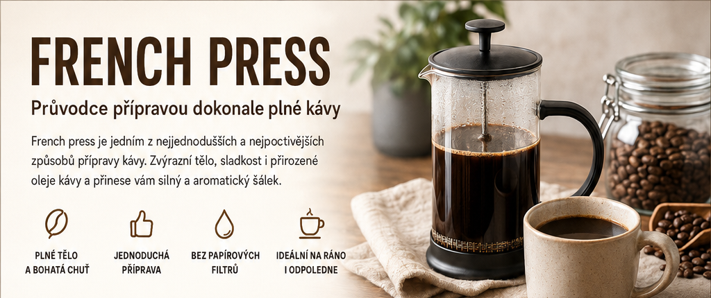French Press Coffee77 - příprava kávy doma