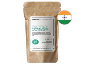 INDIA Cherry AAA robusta – balení 100% robusty z Indie s vlajkou