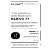 Etiketa kávové směsi BLEND 77 s parametry