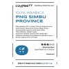 Etiketa kávy PAPUA NOVÁ GUINEA SIMBU PROVINCE s údaji o původu a chuti
