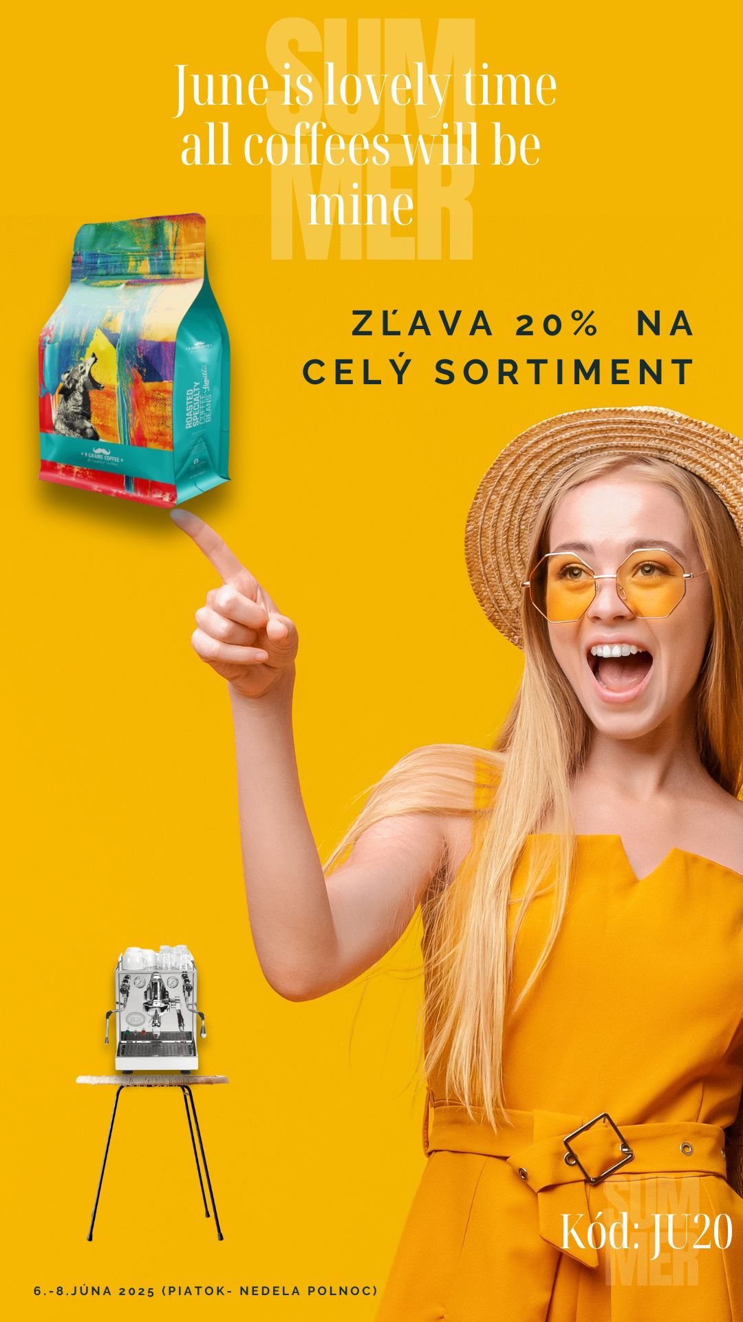 JUne is lovely time, all coffees will be mine! 20% zĺava na celý sortiment