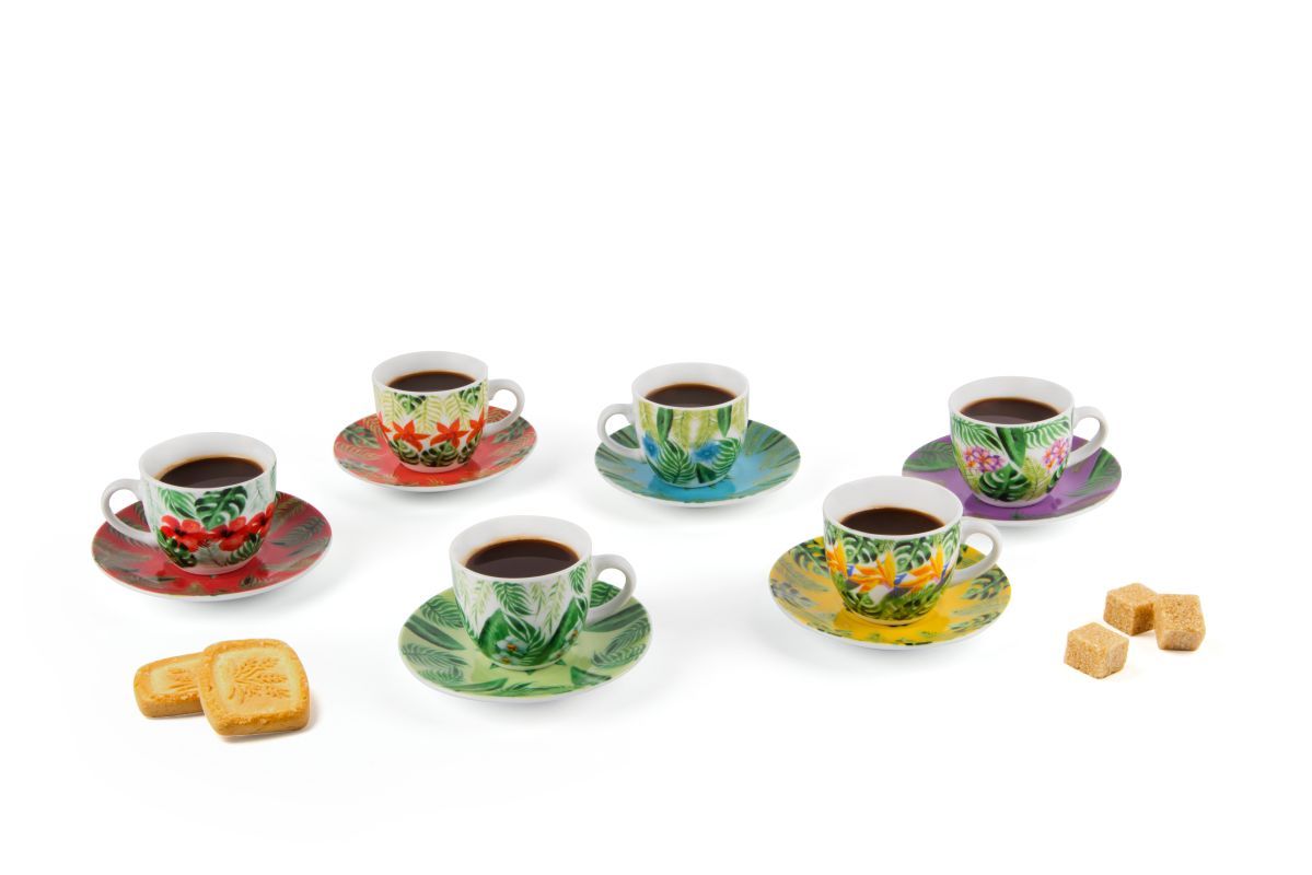 Cup and saucer MANDALA TROPICAL 90 ml set 6ks