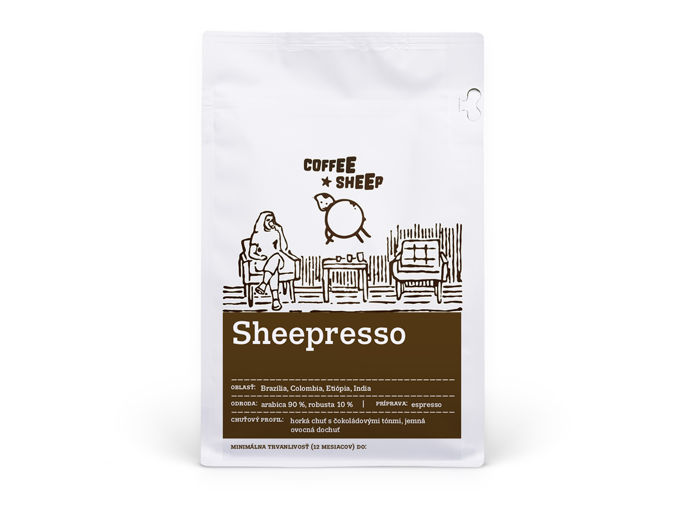 Coffee Sheep Sheepresso — čokoláda, kakao káva Hmotnosť: 250 g