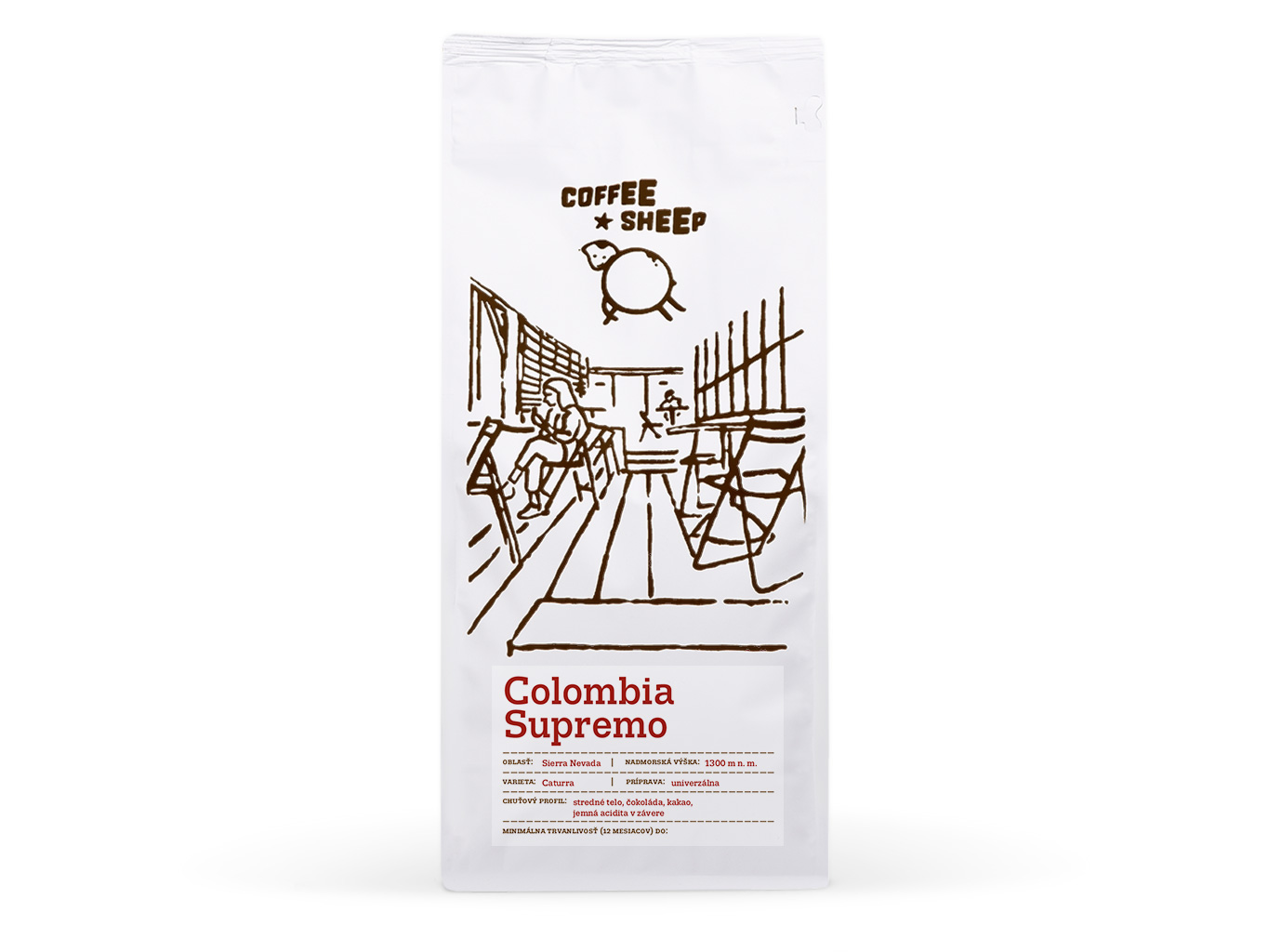 Coffee Sheep Colombia Supremo — čokoláda, kakao káva Hmotnosť: 1000 g