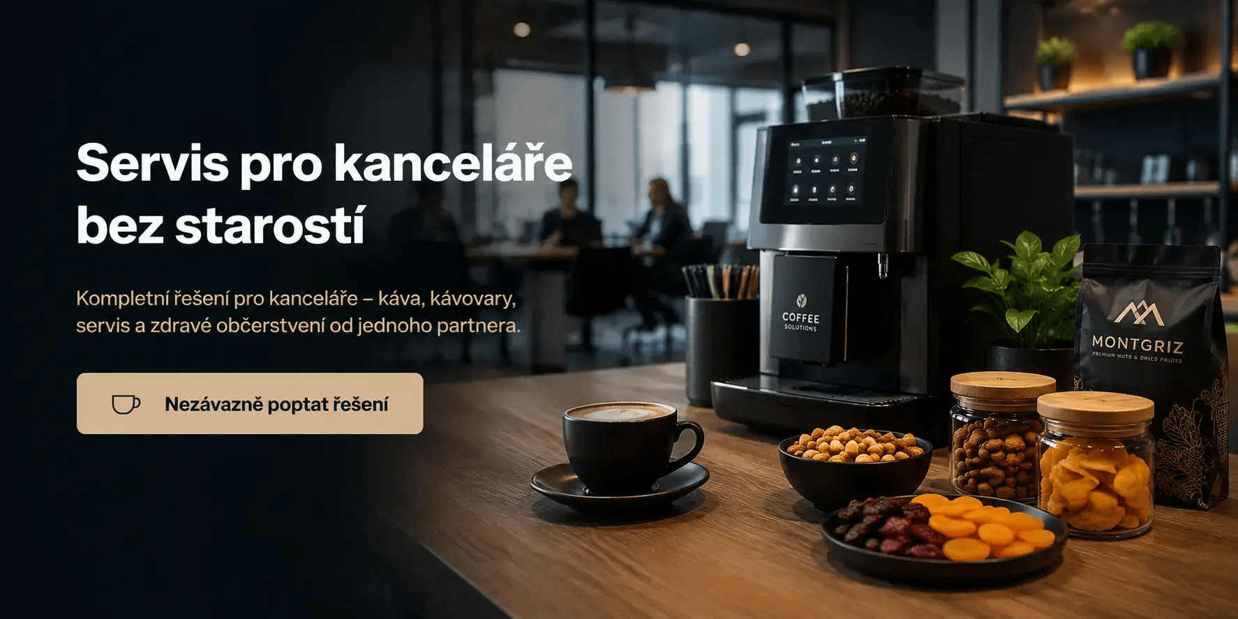 Profesionální kávovar a občerstvení v moderní kanceláři